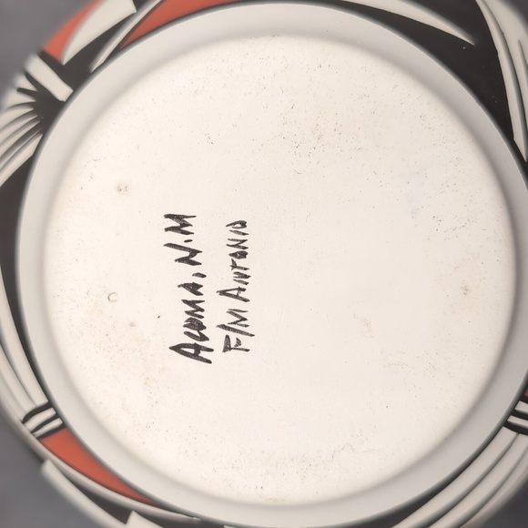 Original Genuine Native American Acoma Pottery Vase Bowl Pot Signed F/M Antonio - Picture 9 of 12